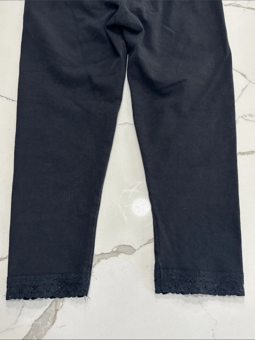 The Children’s Place Kids Black Stretch Leggings Lace Trim Girls Size Small 5/6
